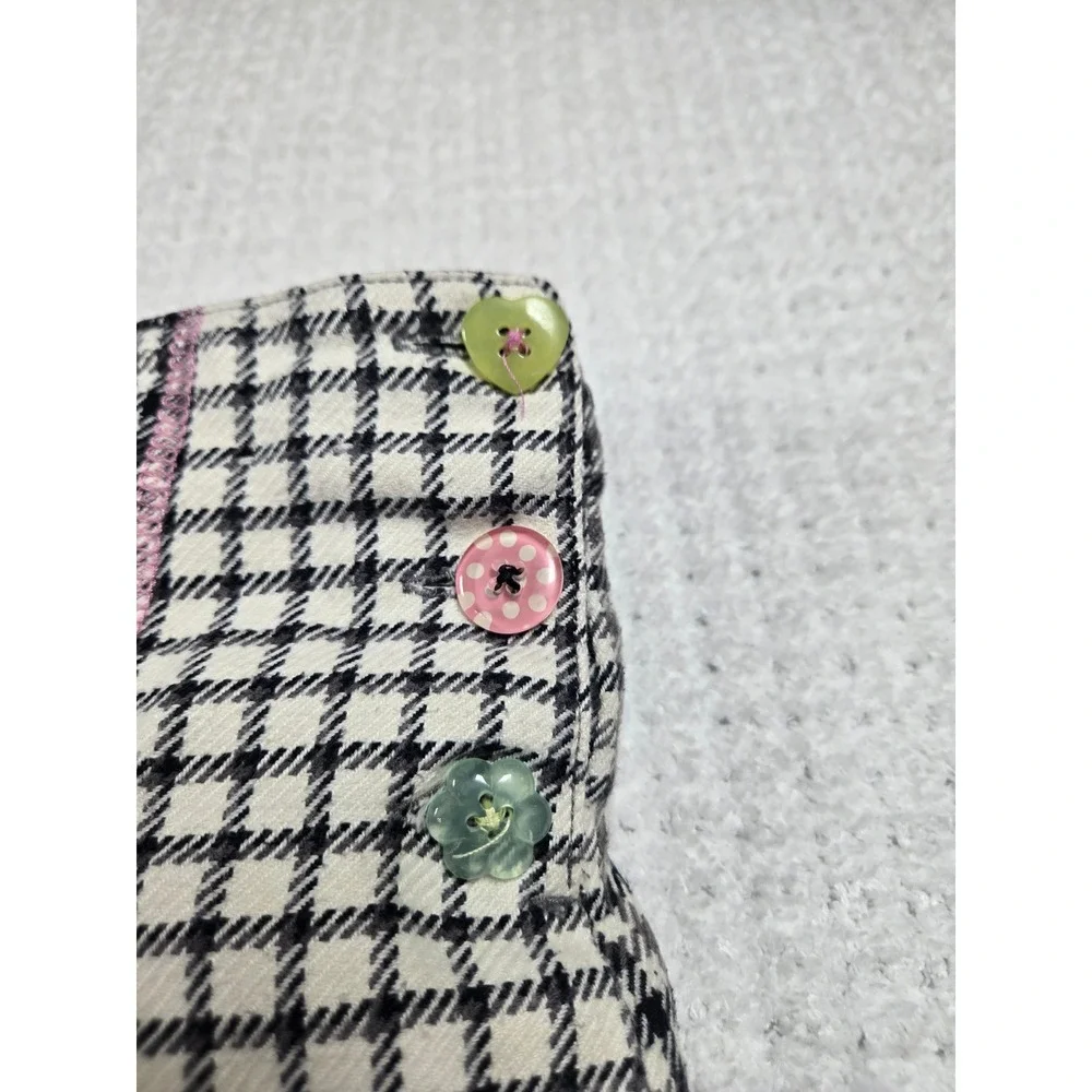 Y2K Girls‎ Plaid Pleated Skort Size 6 Black White Pink Heart Button 2006
